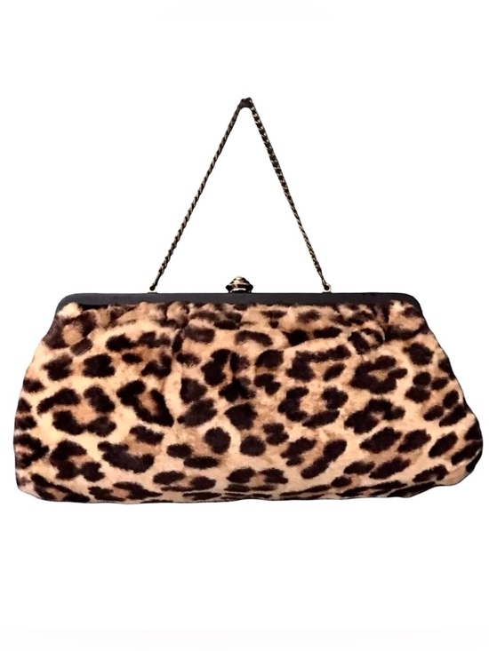 Authentic Original Vintage Style Handbags - Vintage frame top handle Purse Bag leopard cheetah animal print faux fur